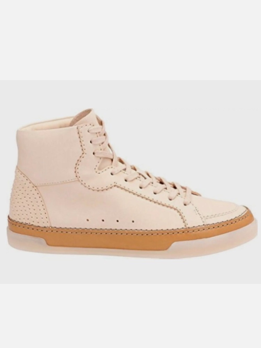 Clarks Hidi Haze beige tan Womens Leather lifestyle High-Top Sneakers